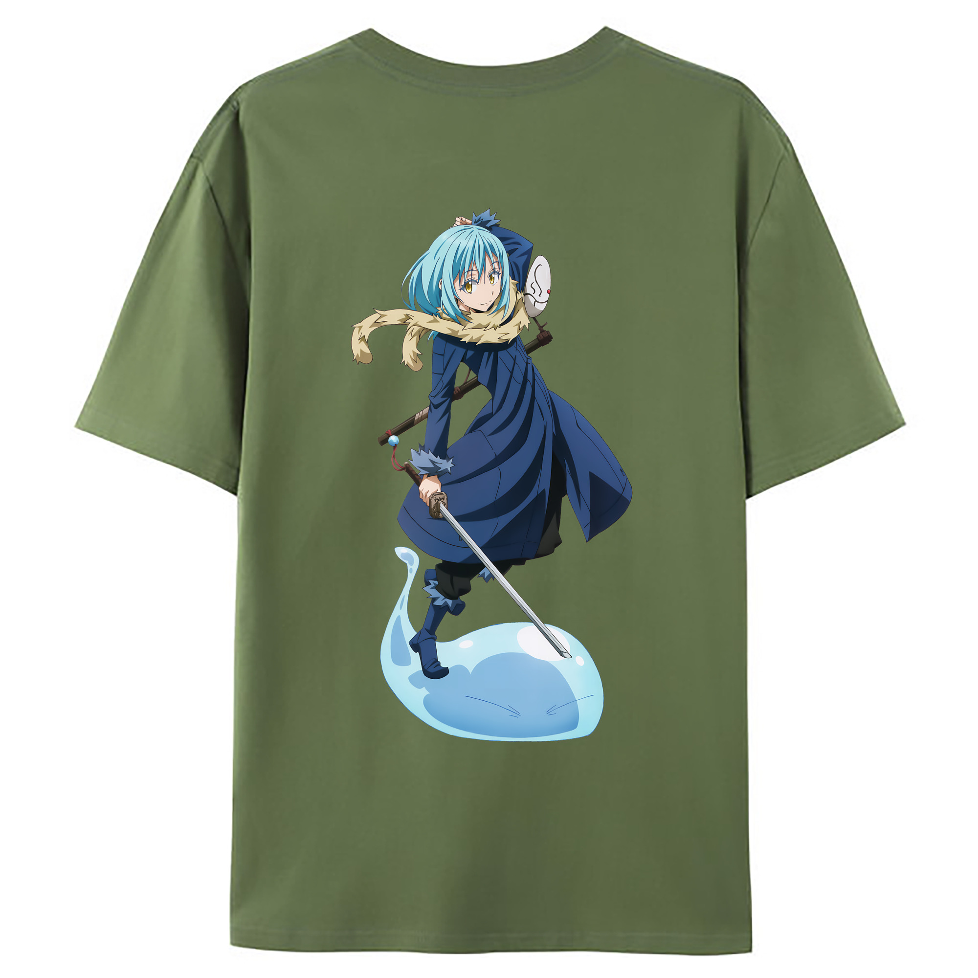 （画像用） 転スラ Regarding Reincarnated to Slime 綿100％ メンズ半袖Tシャツ（バックプリント） 通気性